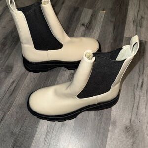 Stylish Cream and Black Ankle Booties